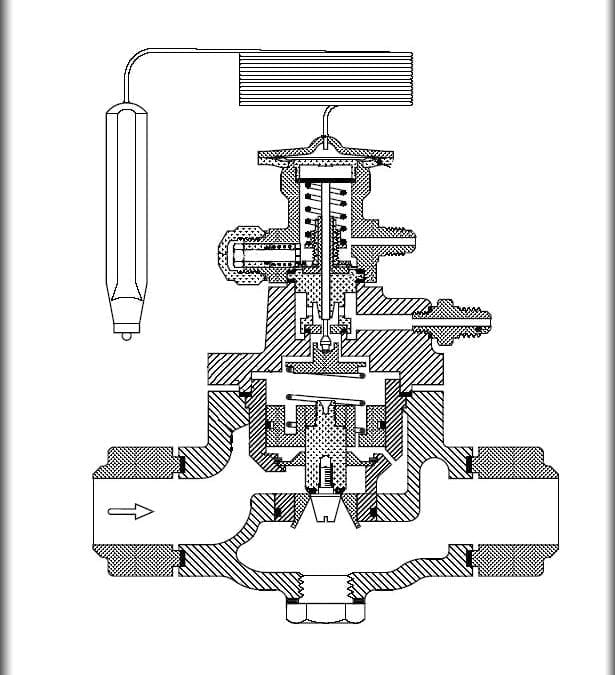 Diagram of a thermostatic expansion valve.