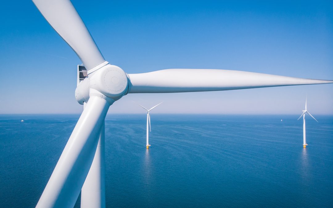 Wind turbine from aerial view